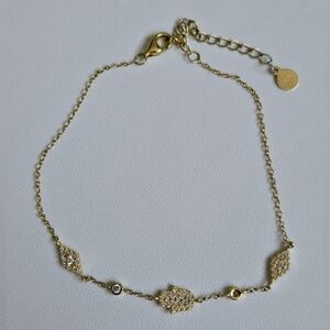 Neo Relique 925 Silver Gold Plated Hand & Evil Eye Bracelet